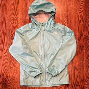 The North Face Teal Blue Hooded Rain Jacket
